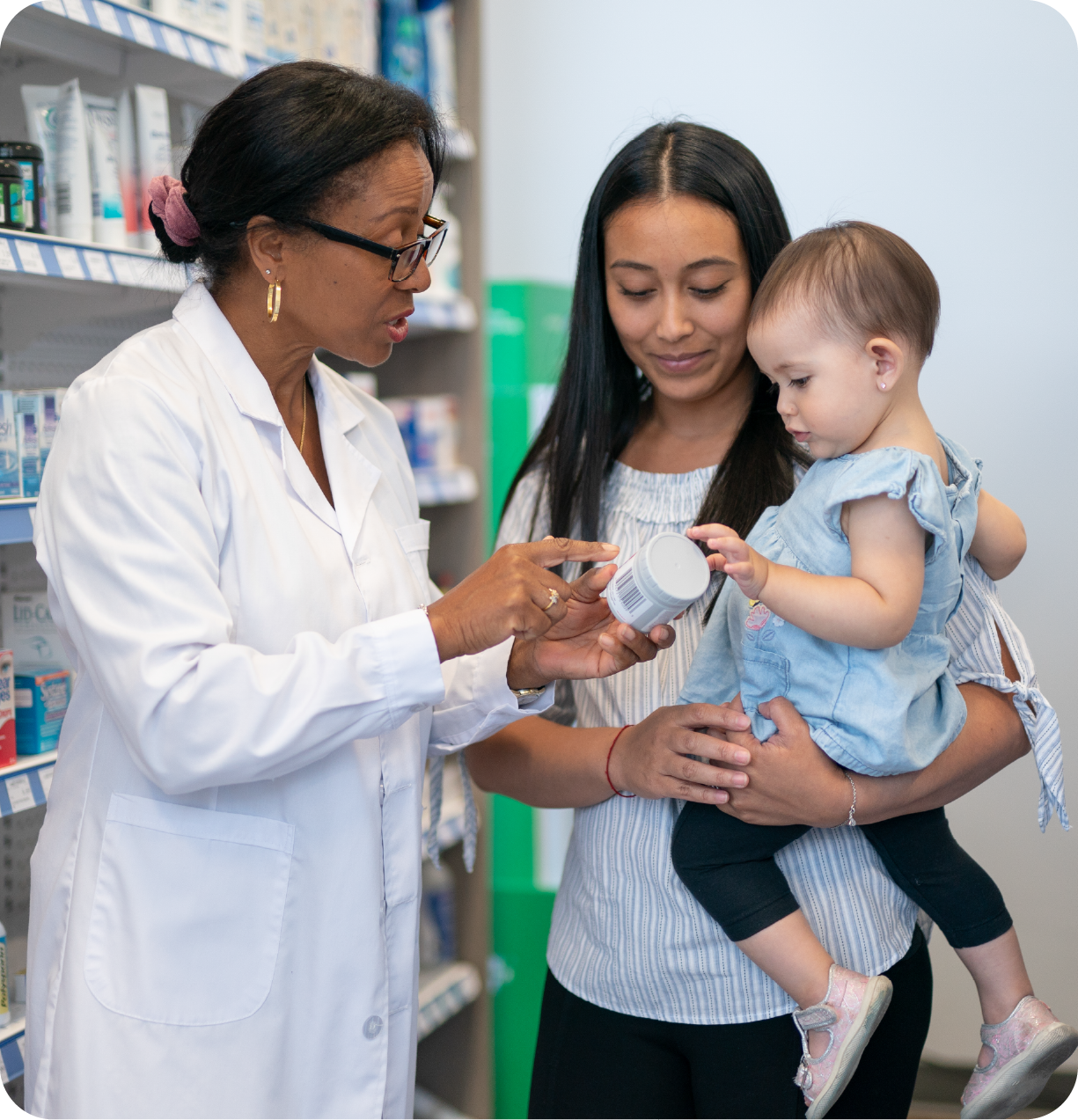 EPH Image: Mom and baby with Pharmacist